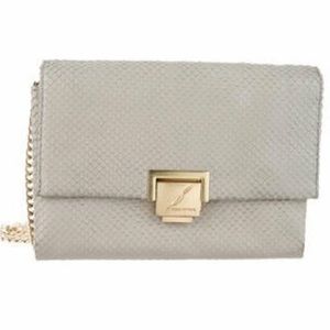 Brian Atwood Grey Snakeskin Shoulder Bag